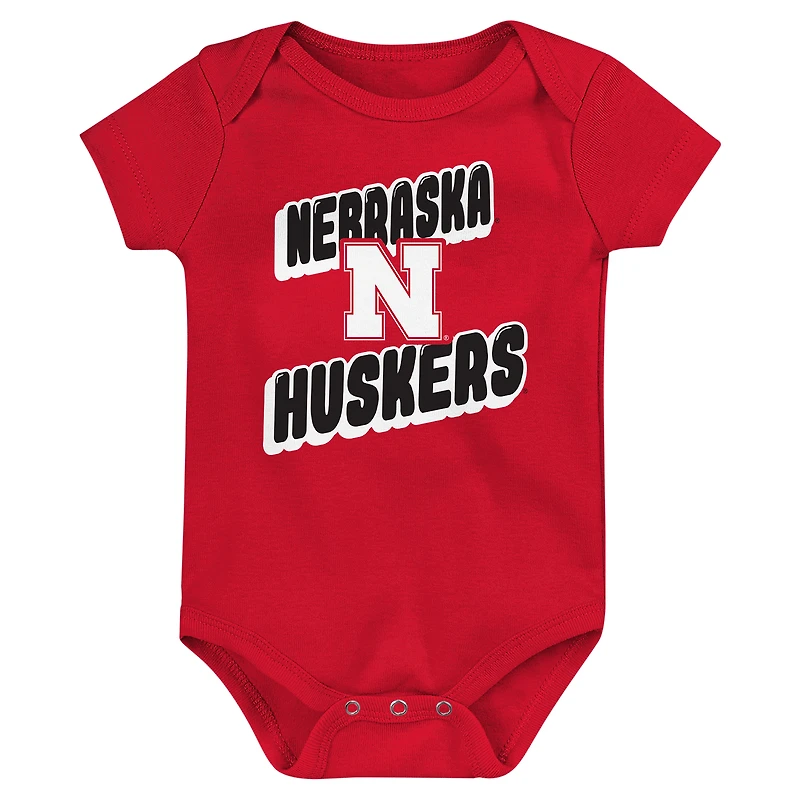Lot de 3 bodies pour nouveau-né Scarlet Nebraska Huskers Sunday Comics