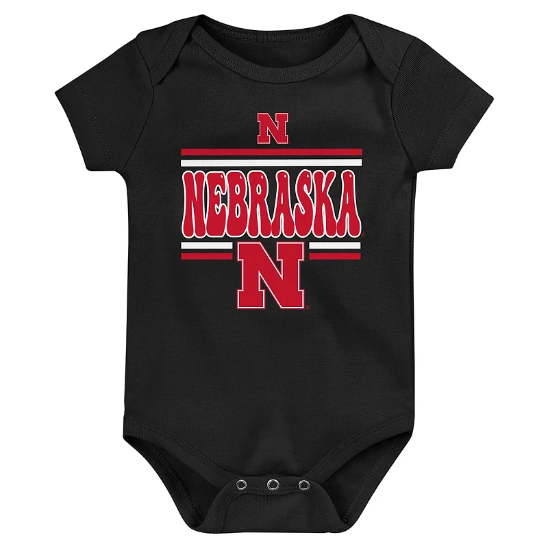 Newborn Scarlet Nebraska Huskers Sunday Comics 3-Pack Bodysuit Set
