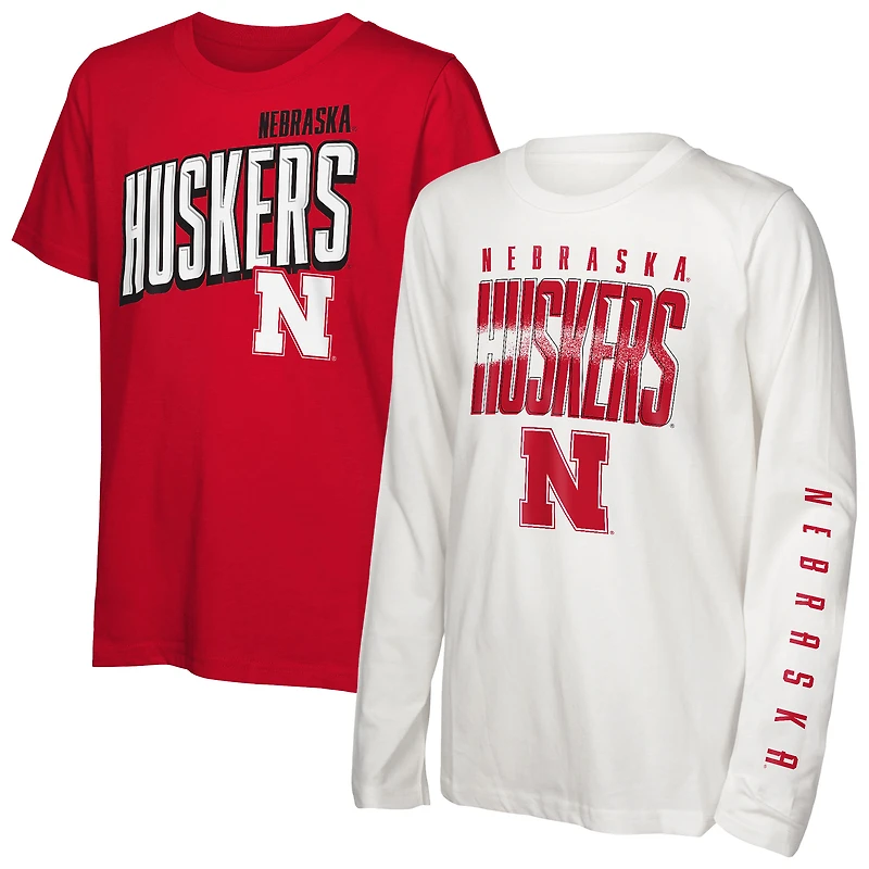 Ensemble de t-shirts 3 en 1 pour enfants d'âge préscolaire Outerstuff Nebraska Huskers Mix