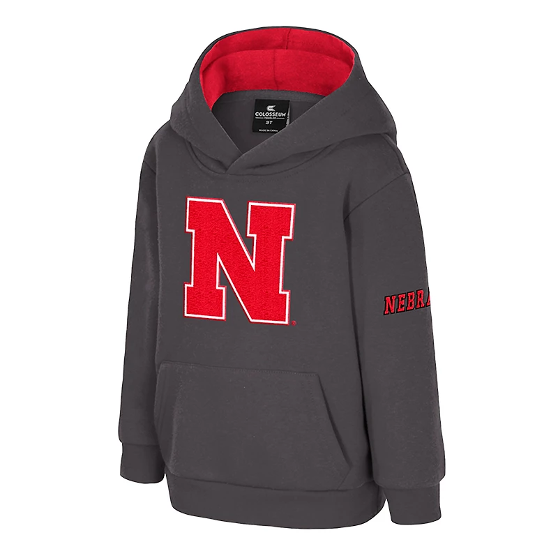 Sweat à capuche en polaire gros logo pour tout-petits Colosseum, charbon de bois, Nebraska Huskers