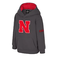 Sweat à capuche en polaire gros logo pour tout-petits Colosseum, charbon de bois, Nebraska Huskers
