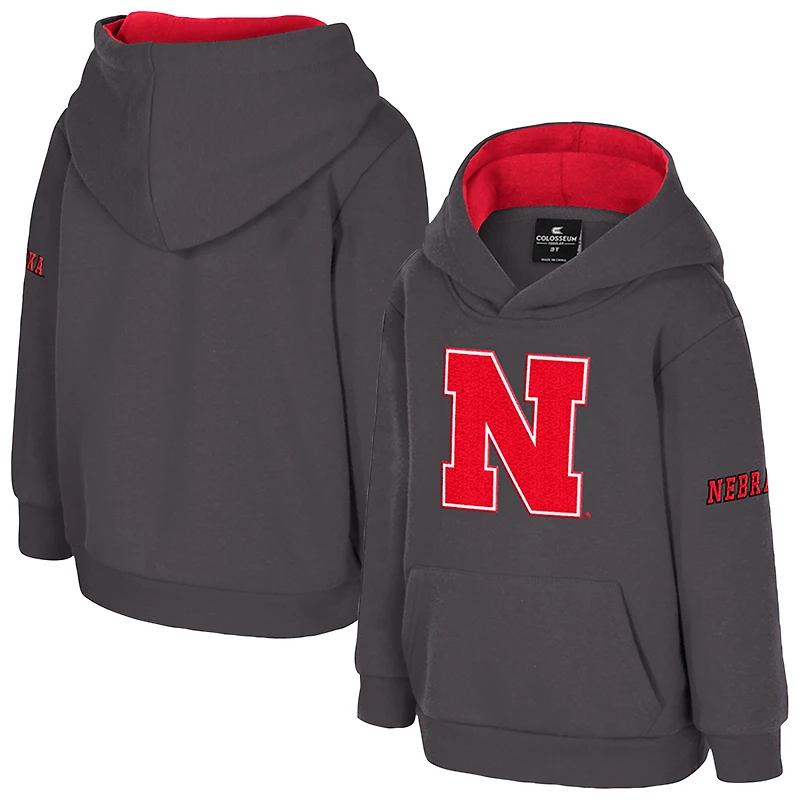 Sweat à capuche en polaire gros logo pour tout-petits Colosseum, charbon de bois, Nebraska Huskers