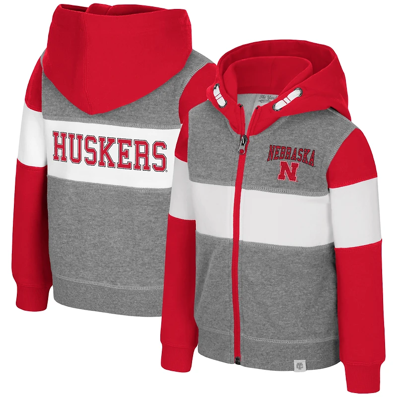 Toddler Colosseum Heather Gray Nebraska Huskers Bert Full-Zip Hoodie