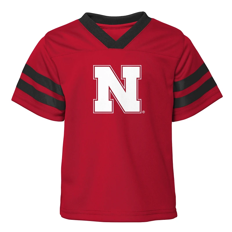 Toddler Outerstuff Scarlet/Black Nebraska Huskers Red Zone Two-Piece V-Neck Top and Pants Set