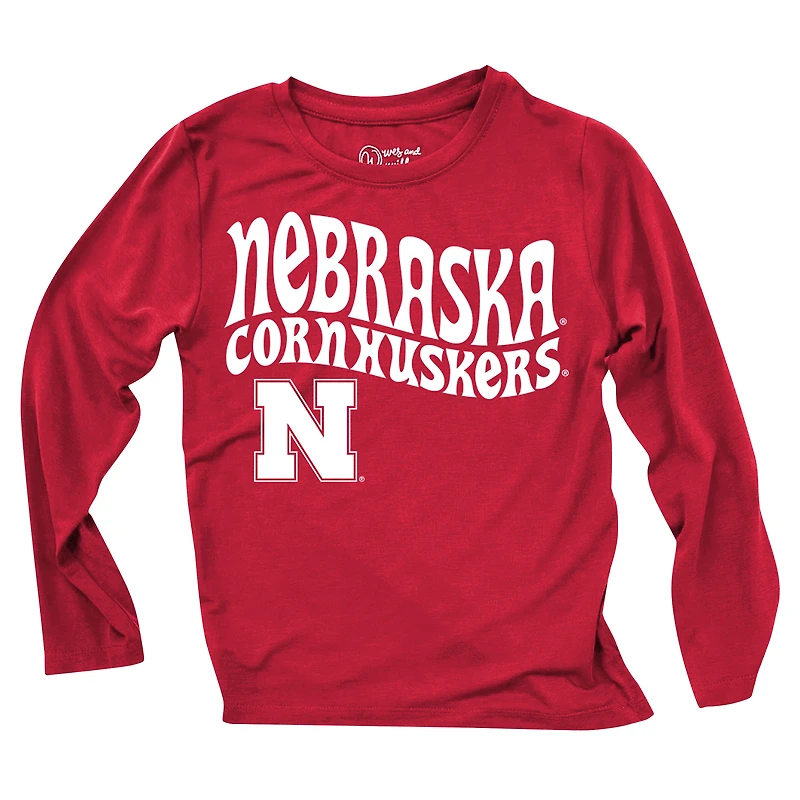 Ensemble haut à manches longues et leggings rayés tri-blend pour tout-petits, Wes & Willy, Nebraska Huskers