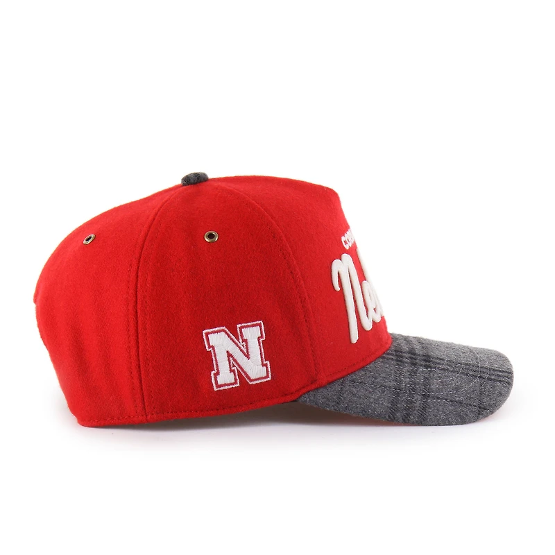 Casquette ajustable unisexe '47 Scarlet Nebraska Huskers Windowpane Plaid Collection Hitch