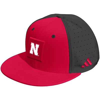 Unisex adidas Scarlet/Black Nebraska Huskers Performance Flat Bill Adjustable Hat