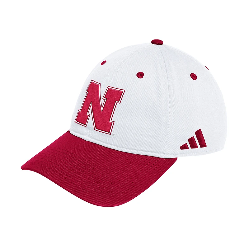 Unisex adidas White/Scarlet Nebraska Huskers Seasonal Baseball Slouch Adjustable Hat