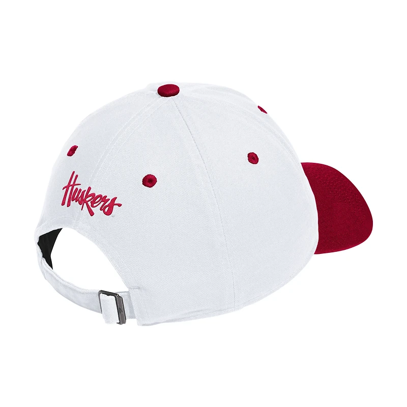 Unisex adidas White/Scarlet Nebraska Huskers Seasonal Baseball Slouch Adjustable Hat