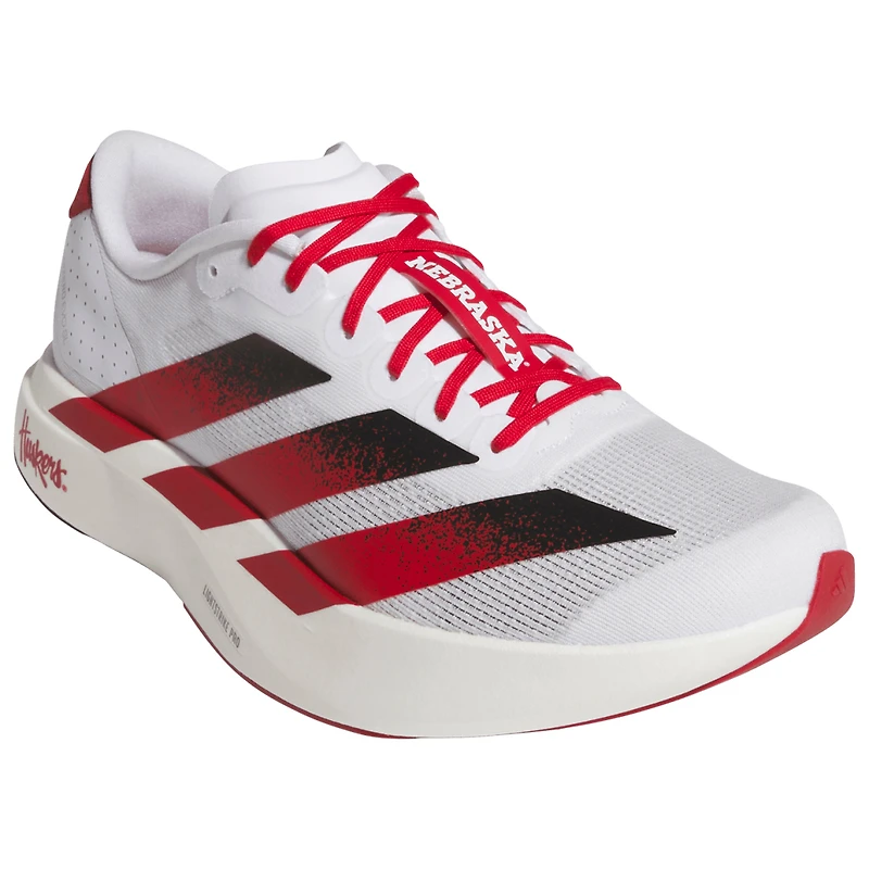 Chaussures de course unisexes blanches Adidas Nebraska Huskers Adizero Evolution SL