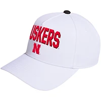 Casquette ajustable unisexe adidas blanche Nebraska Huskers Locker Room A-Frame