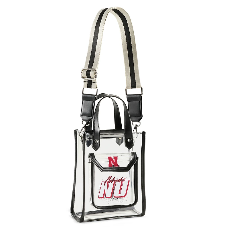 WEAR by Erin Andrews Sac à bandoulière transparent Nebraska Huskers Stadium avec pochette à monnaie