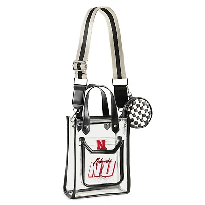 WEAR by Erin Andrews Sac à bandoulière transparent Nebraska Huskers Stadium avec pochette à monnaie
