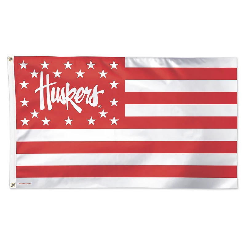 WinCraft Nebraska Huskers 3' x 5' Single-Sided Deluxe Patriotic Stars & Stripes Flag