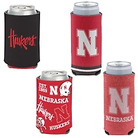 WinCraft Nebraska Huskers mince et 12 oz. Ensemble de 4 refroidisseurs de canettes