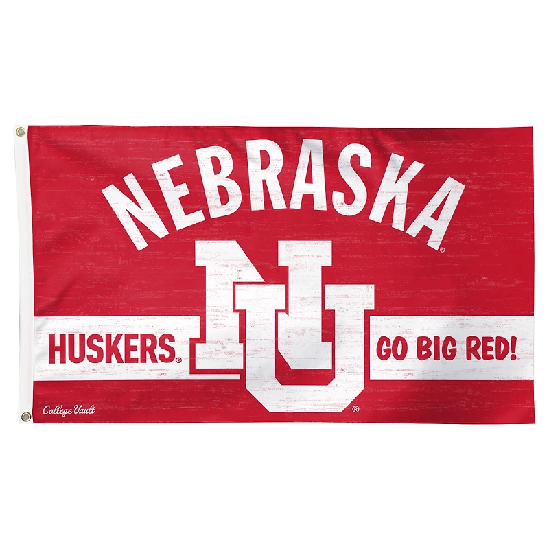 Drapeau WinCraft Nebraska Huskers College Vault Logo Deluxe simple face 91 x 152 cm