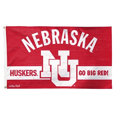 Drapeau WinCraft Nebraska Huskers College Vault Logo Deluxe simple face 91 x 152 cm