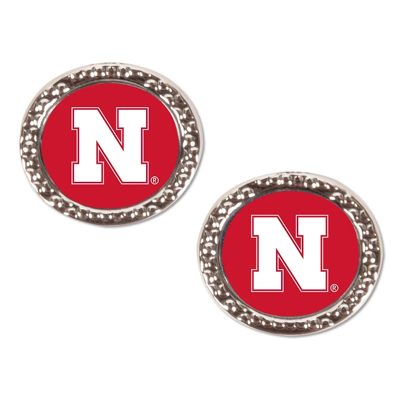 Boucles d'oreilles rondes WinCraft avec logo Nebraska Huskers