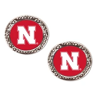 Boucles d'oreilles rondes WinCraft avec logo Nebraska Huskers