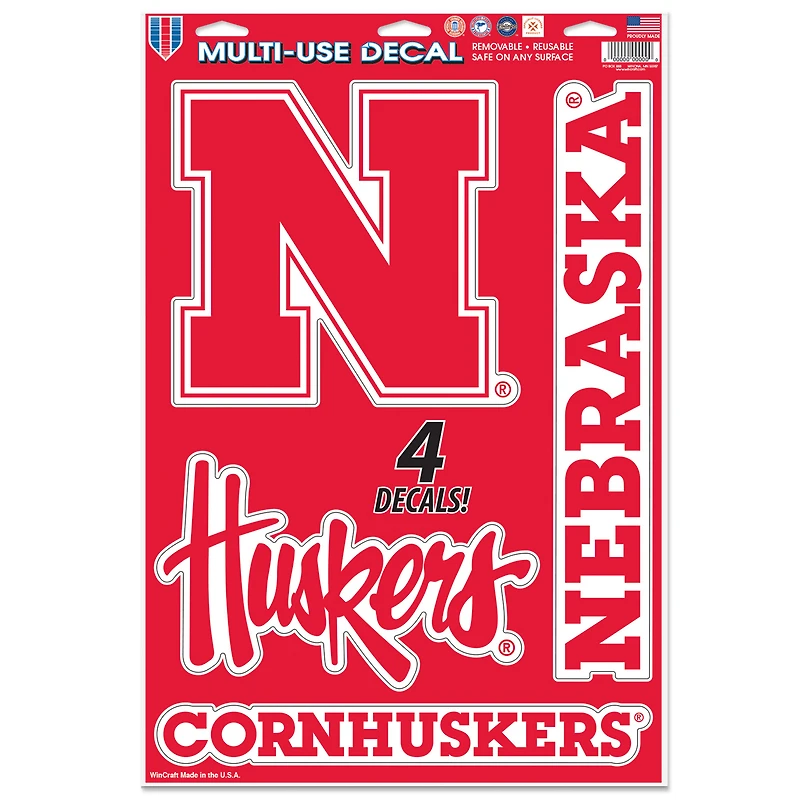 WinCraft Nebraska Huskers Primary 11'' x 17'' Multi-Use Decal Sheet