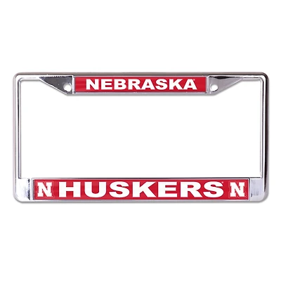 Cadre de plaque d'immatriculation en métal recouvert de couleur WinCraft Nebraska Huskers S/L