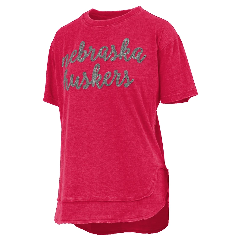 Women's Pressbox Scarlet Nebraska Huskers Poncho T-Shirt