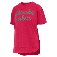 Women's Pressbox  Scarlet Nebraska Huskers Poncho T-Shirt