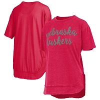 Women's Pressbox  Scarlet Nebraska Huskers Poncho T-Shirt