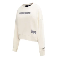 Women's Pro Standard Cream Nebraska Huskers French Terry Boxy Cropped Pullover Crewneck