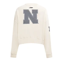 Women's Pro Standard Cream Nebraska Huskers French Terry Boxy Cropped Pullover Crewneck