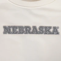 Women's Pro Standard Cream Nebraska Huskers French Terry Boxy Cropped Pullover Crewneck