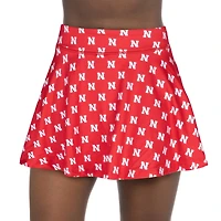 Jupe-short fluide à imprimé intégral ZooZatz Scarlet Nebraska Huskers pour femme