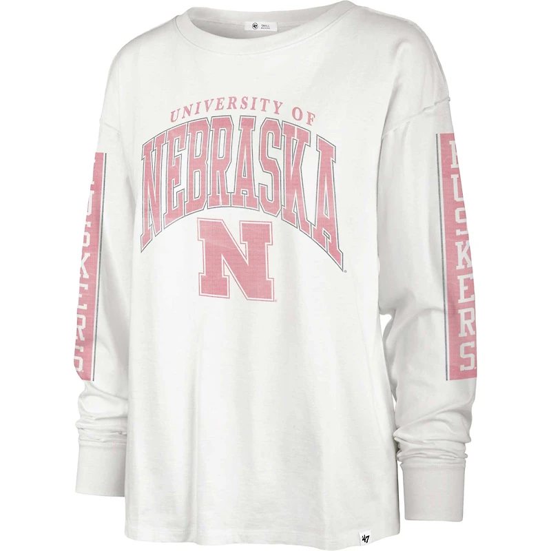 T-shirt à manches longues '47 Cream Nebraska Huskers Statement SOA 3-Hit pour femmes