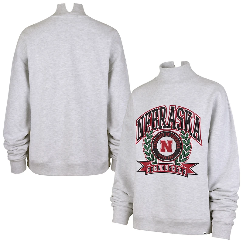 Women's '47  Gray Nebraska Huskers Laurel Arch Mock Neck Sweatshirt