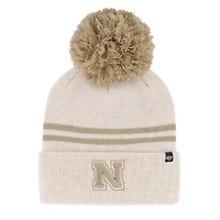 Women's '47  Natural Nebraska Huskers Core & Inline Latte Cuffed Knit Hat with Pom