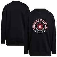 Women's adidas Black Nebraska Huskers Oversized Crewneck Pullover