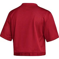 Women's adidas Scarlet Nebraska Huskers Primegreen V-Neck Cropped Jersey