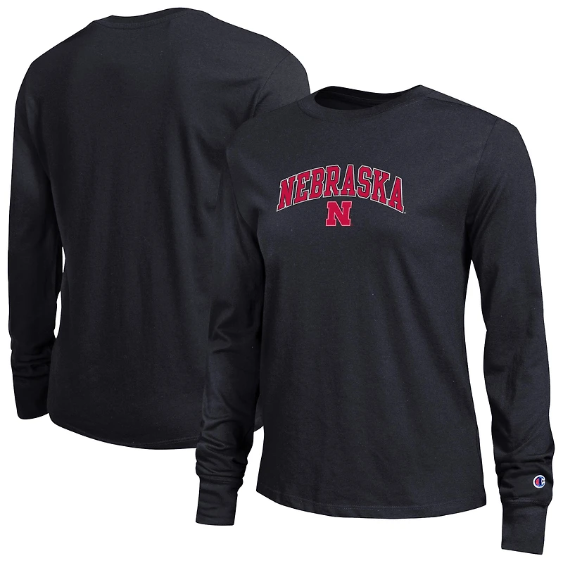 Women's Champion Scarlet Nebraska Huskers Arch Over Logo Long Sleeve T-Shirt