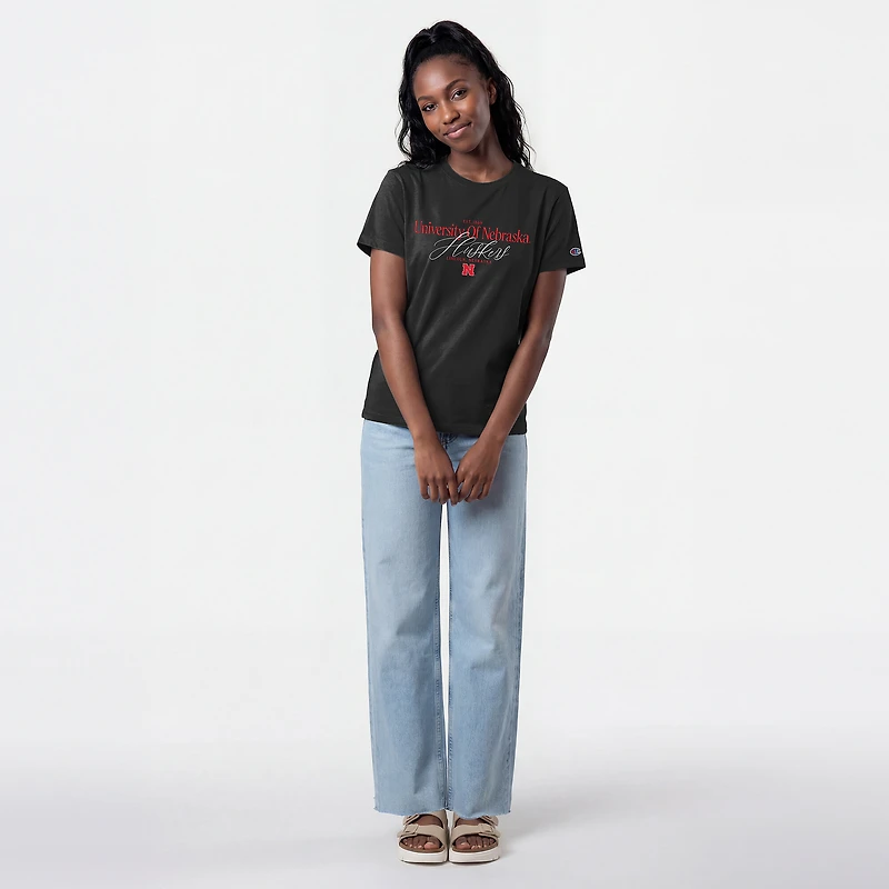 Women's Champion Black Nebraska Huskers Lifestyle T-Shirt