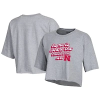 T-shirt court Boyfriend Champion Nebraska Huskers gris pour femme