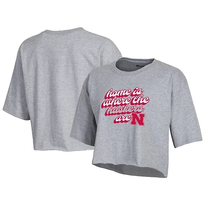 T-shirt court Boyfriend Champion Nebraska Huskers gris pour femme
