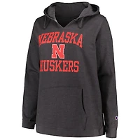 Pull à col cranté Heart & Soul Nebraska Huskers Champion Heather Charcoal pour femmes, taille plus