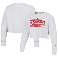 Sweat-shirt court Champion Heather Grey Nebraska Huskers Reverse Weave pour femmes