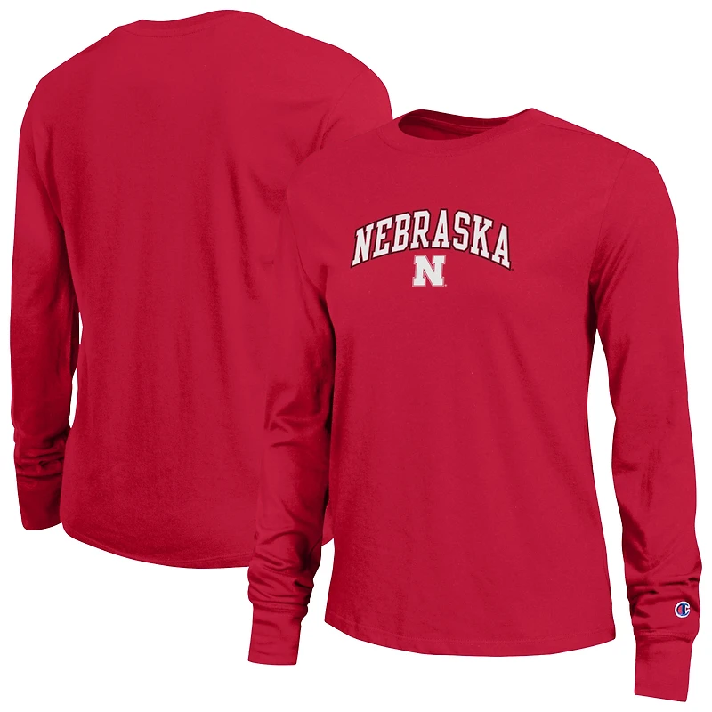 T-shirt à manches longues avec logo Arch Over des Nebraska Huskers, championnes féminines