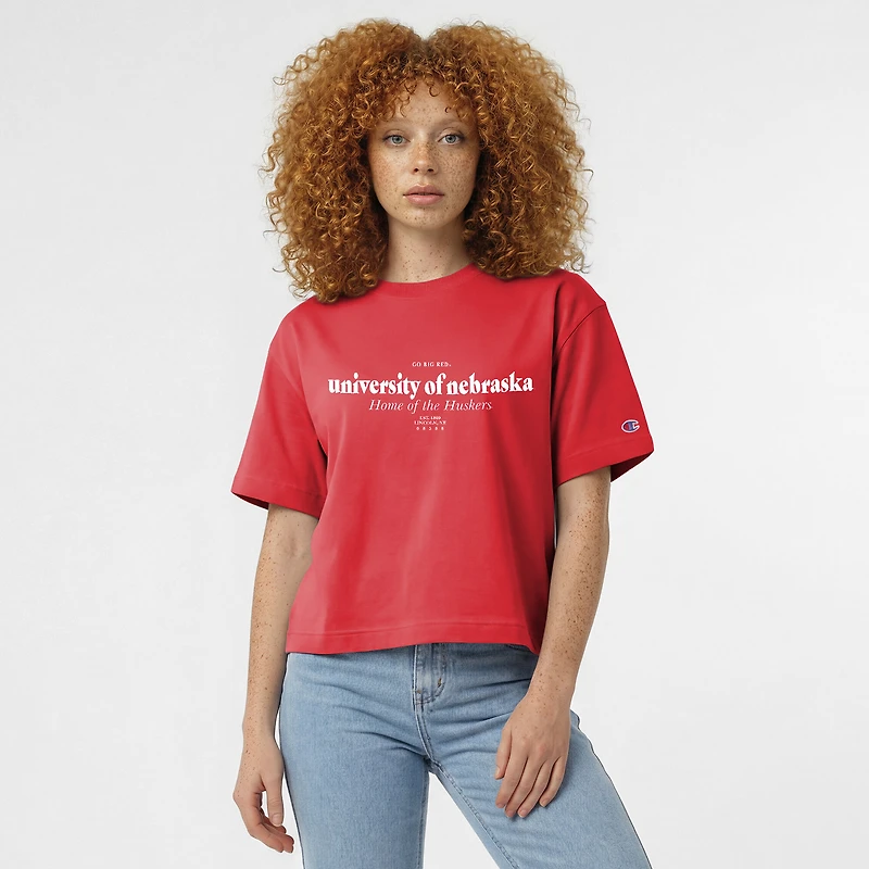 T-shirt domicile Scarlet Nebraska Huskers pour femmes, avec logo,