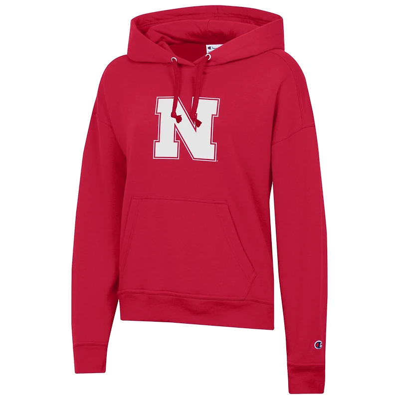 Women's Champion Scarlet Nebraska Huskers Powerblend Fleece Hoodie