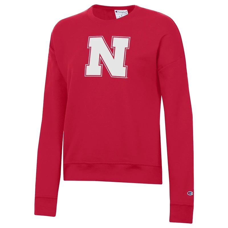Women's Champion Scarlet Nebraska Huskers Powerblend Sweatshirt