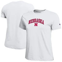 Women's Champion  White Nebraska Huskers Arched Over Logo T-Shirt