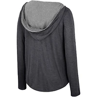 Women's Colosseum  Black Nebraska Huskers Distressed Heather Long Sleeve Hoodie T-Shirt