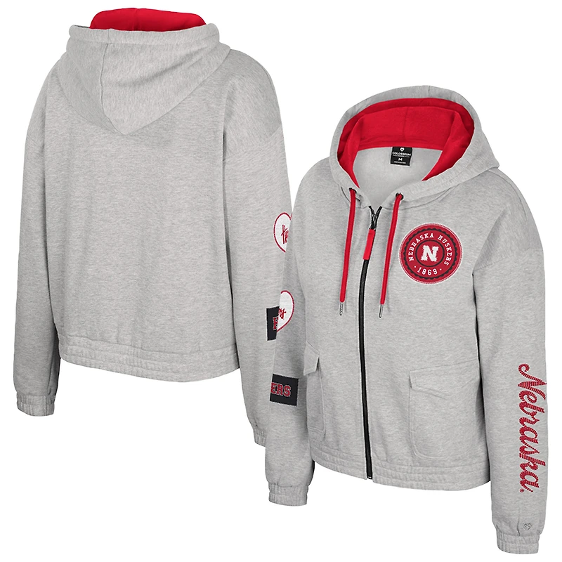 Veste à capuche zippée Alfie pour femme, gris Colosseum, des Nebraska Huskers